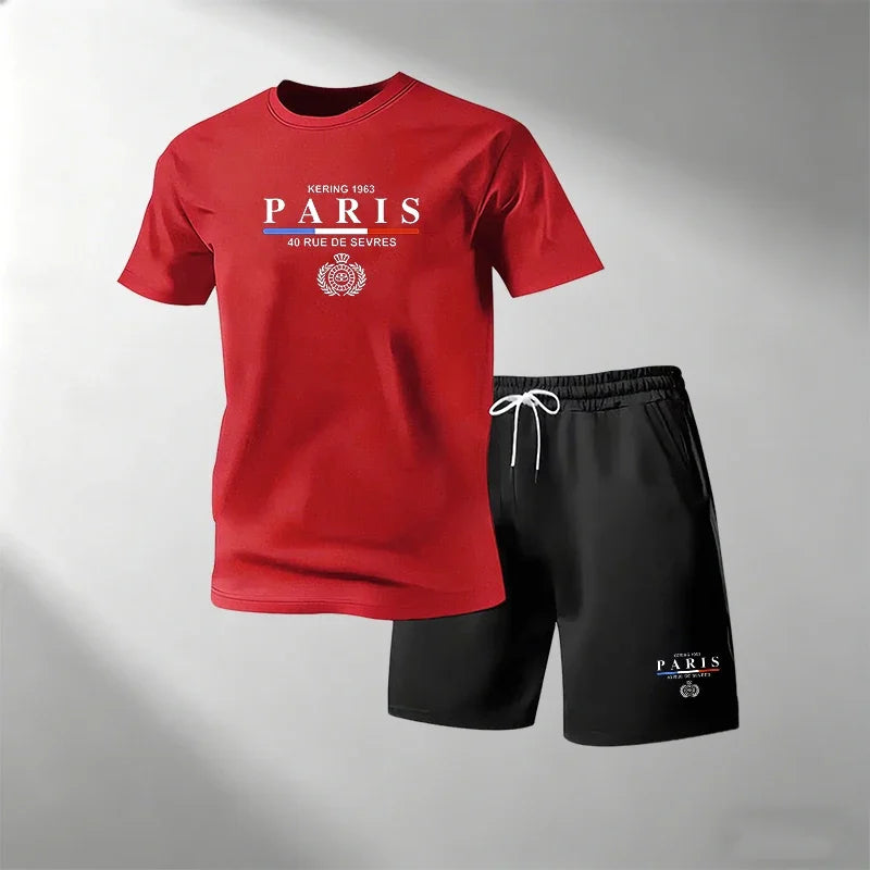 Hot Sale Men's Breathable T-Shirts Sets Round Neck Short Sleeve + Sports Shorts Quick Dry Casual Summer Home Outdoor 2 Piece
