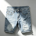 Light Blue Denim Shorts Men's Summer Distressed Ripped Y2K Jean Shorts Bermuda Knee Jeans Streetwear Casual Korean Clothes