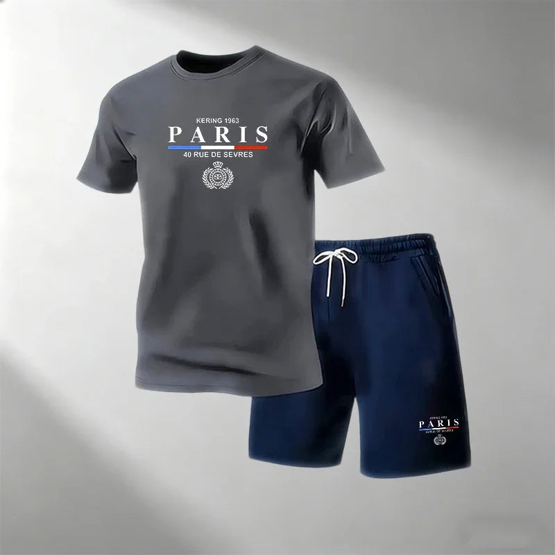 Hot Sale Men's Breathable T-Shirts Sets Round Neck Short Sleeve + Sports Shorts Quick Dry Casual Summer Home Outdoor 2 Piece