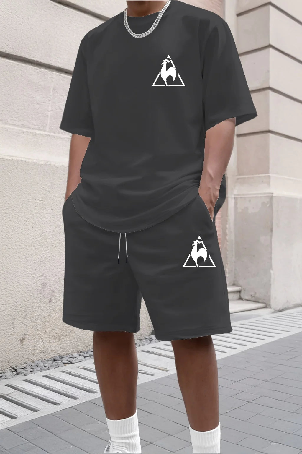 Summer Fashion Trendy Casual Sports Two Piece Set Youth Men's Short sleeved T-shirt+Shorts Set