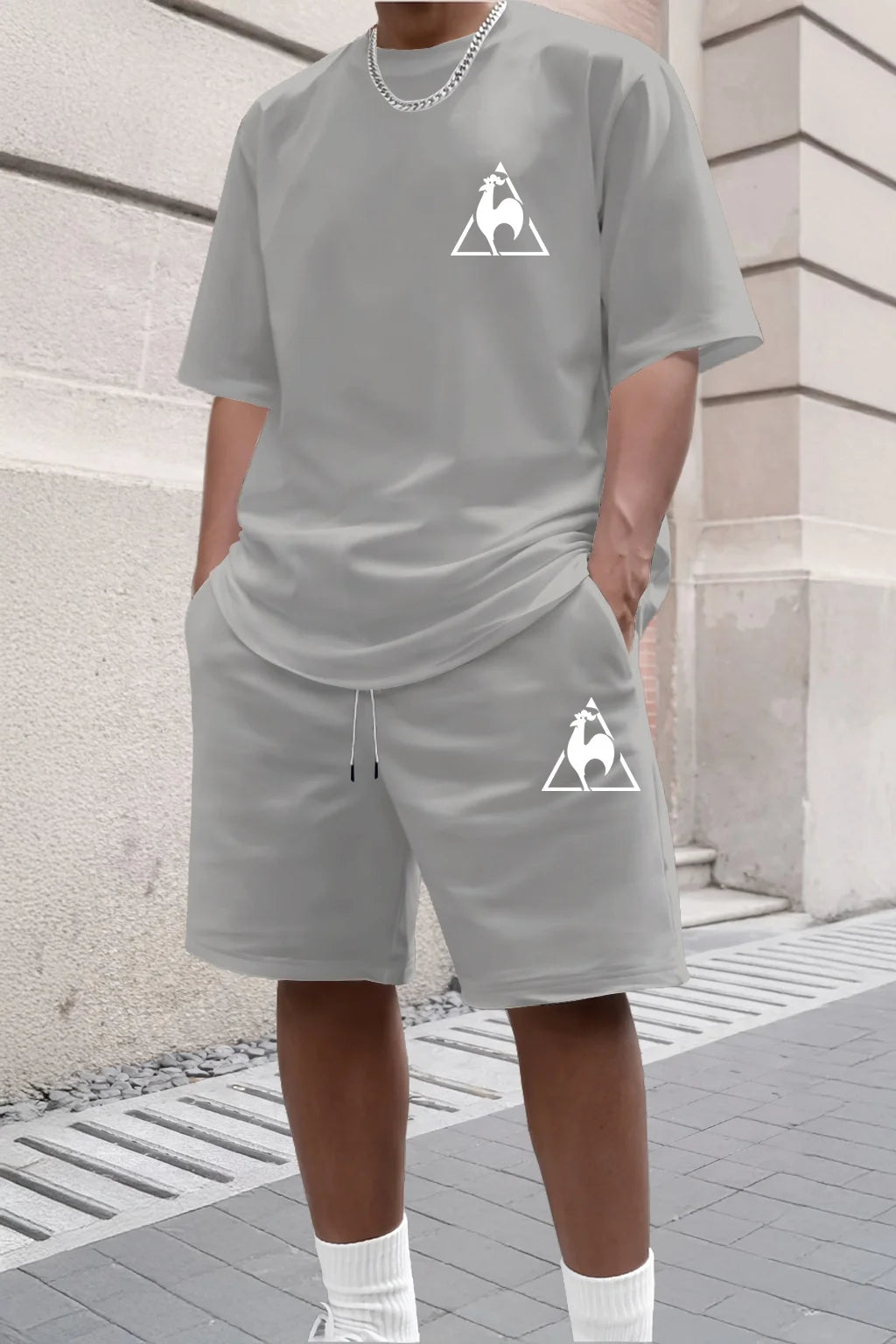 Summer Fashion Trendy Casual Sports Two Piece Set Youth Men's Short sleeved T-shirt+Shorts Set