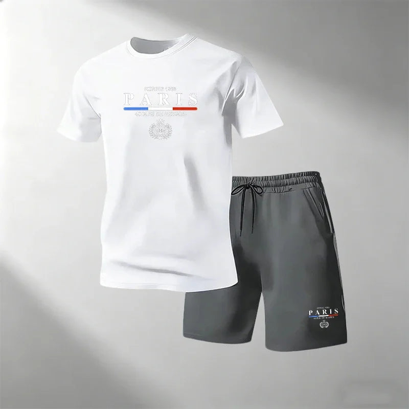 Hot Sale Men's Breathable T-Shirts Sets Round Neck Short Sleeve + Sports Shorts Quick Dry Casual Summer Home Outdoor 2 Piece