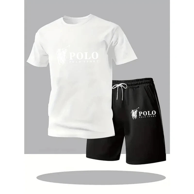 2026 Summer  Men's Set Urban Casual Fashion T-shirt and Shorts High Quality Crew Neck Short Sleeve Outfits Male Daily Sportswear