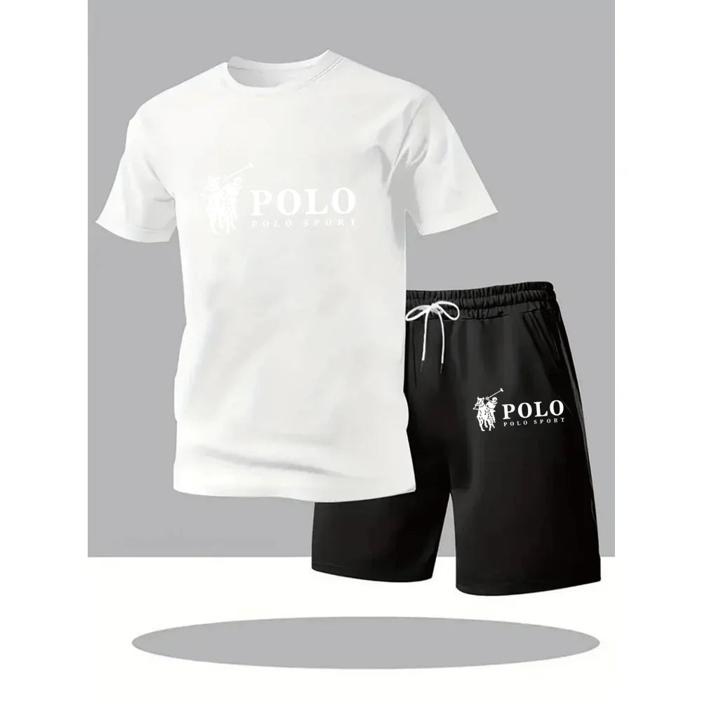2026 Summer  Men's Set Urban Casual Fashion T-shirt and Shorts High Quality Crew Neck Short Sleeve Outfits Male Daily Sportswear