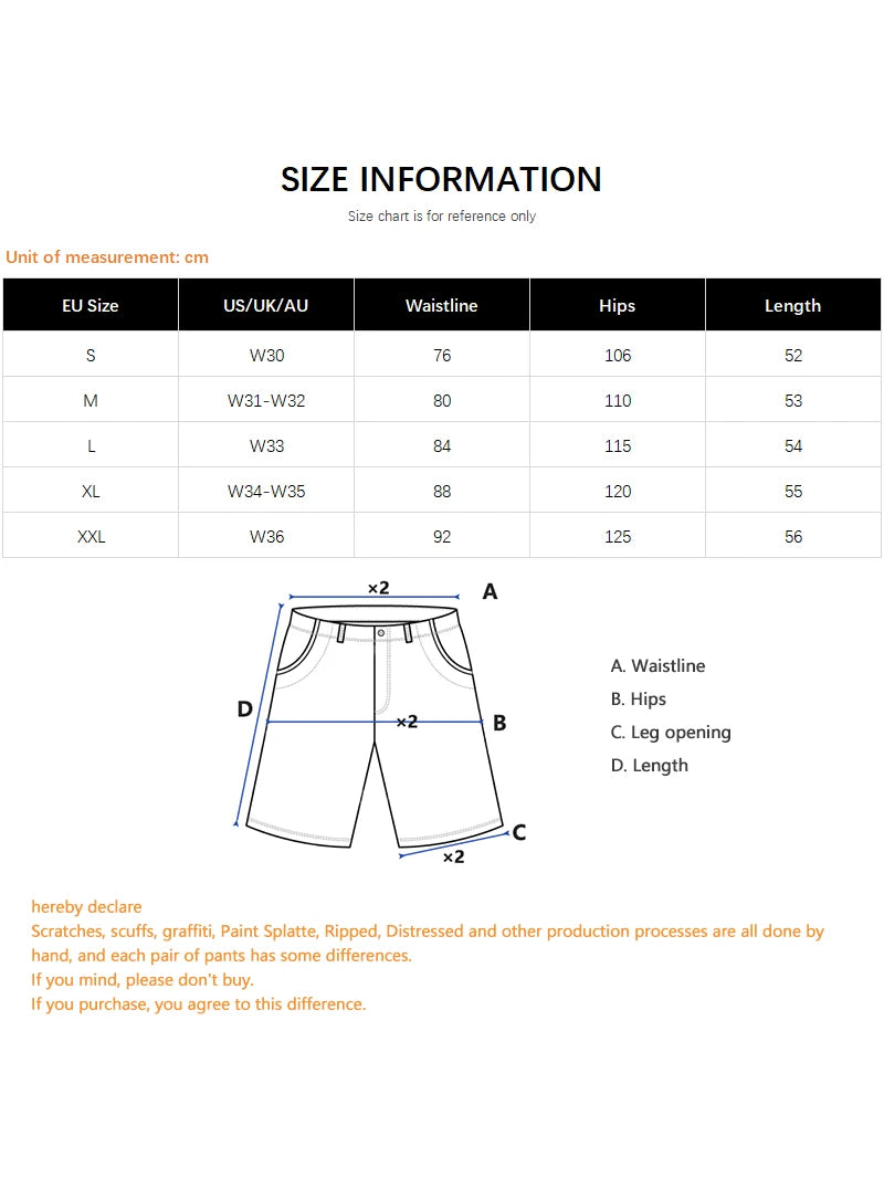 Light Blue Denim Shorts Men's Summer Distressed Ripped Y2K Jean Shorts Bermuda Knee Jeans Streetwear Casual Korean Clothes