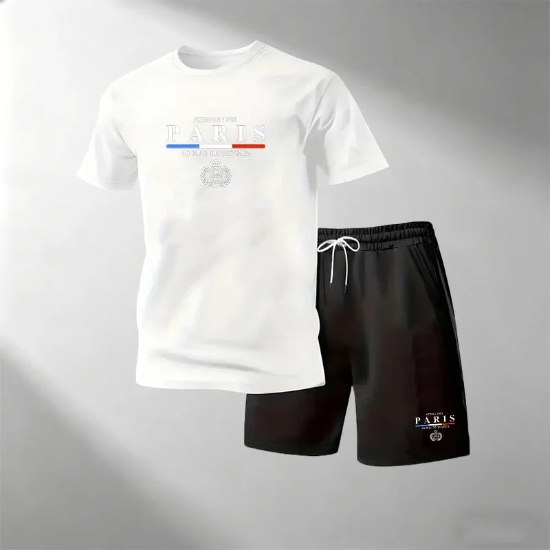 Hot Sale Men's Breathable T-Shirts Sets Round Neck Short Sleeve + Sports Shorts Quick Dry Casual Summer Home Outdoor 2 Piece