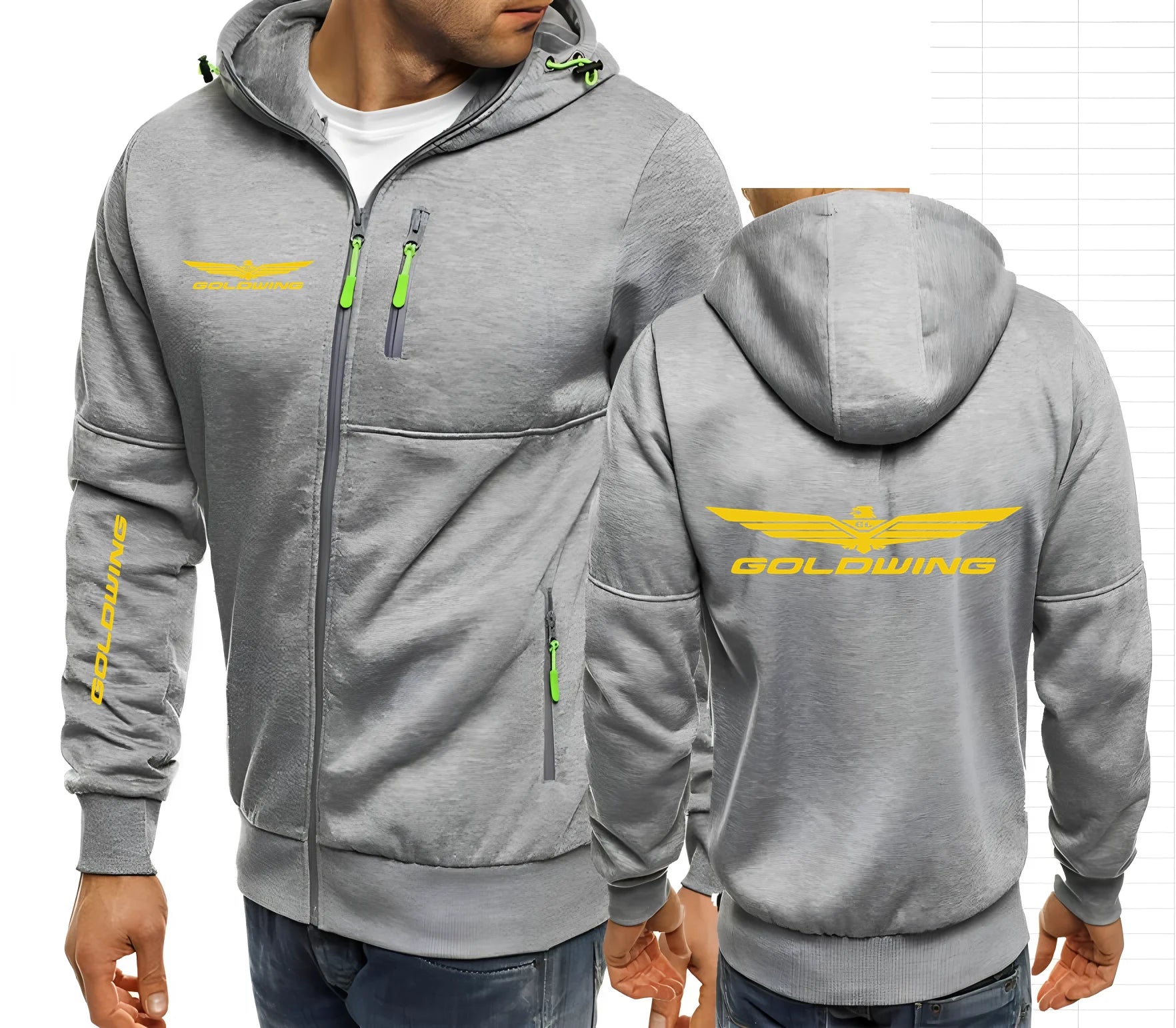 Golden Wing 1500 1800 Motorcycle Men's Hoodies Sweatshirt Zipper Hooded Sweatshirt Men Clothing Sportswear Casual Jacket S-4XL