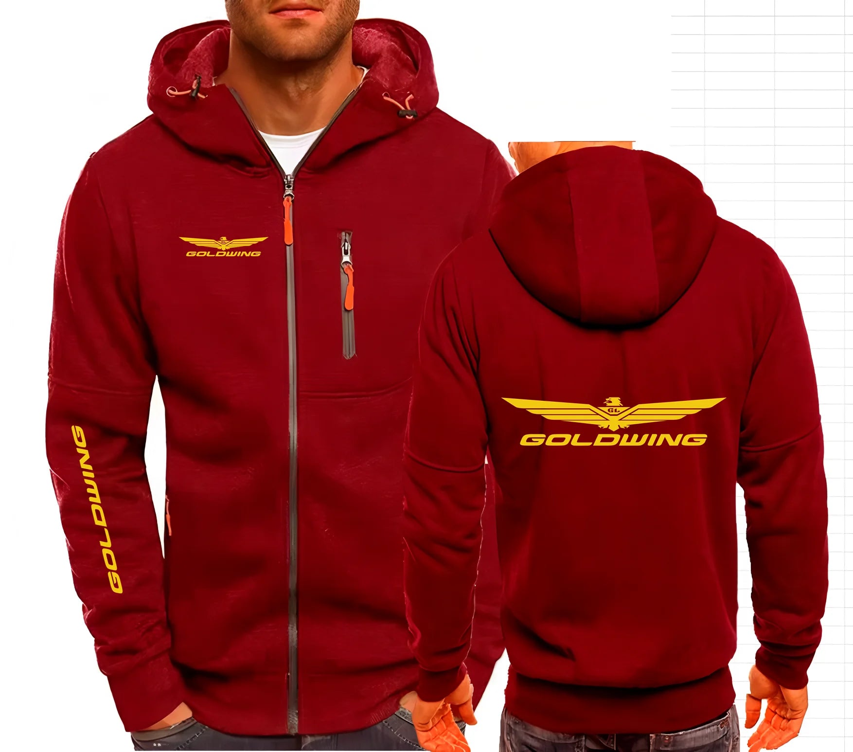 Golden Wing 1500 1800 Motorcycle Men's Hoodies Sweatshirt Zipper Hooded Sweatshirt Men Clothing Sportswear Casual Jacket S-4XL