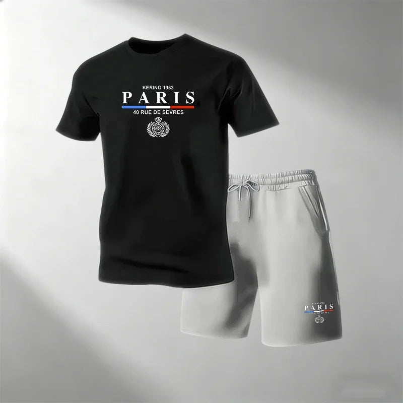 Hot Sale Men's Breathable T-Shirts Sets Round Neck Short Sleeve + Sports Shorts Quick Dry Casual Summer Home Outdoor 2 Piece