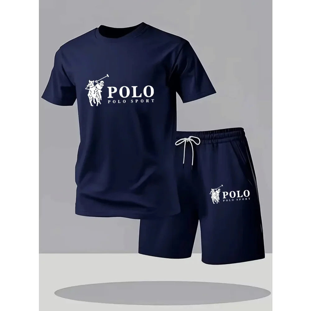 2026 Summer  Men's Set Urban Casual Fashion T-shirt and Shorts High Quality Crew Neck Short Sleeve Outfits Male Daily Sportswear