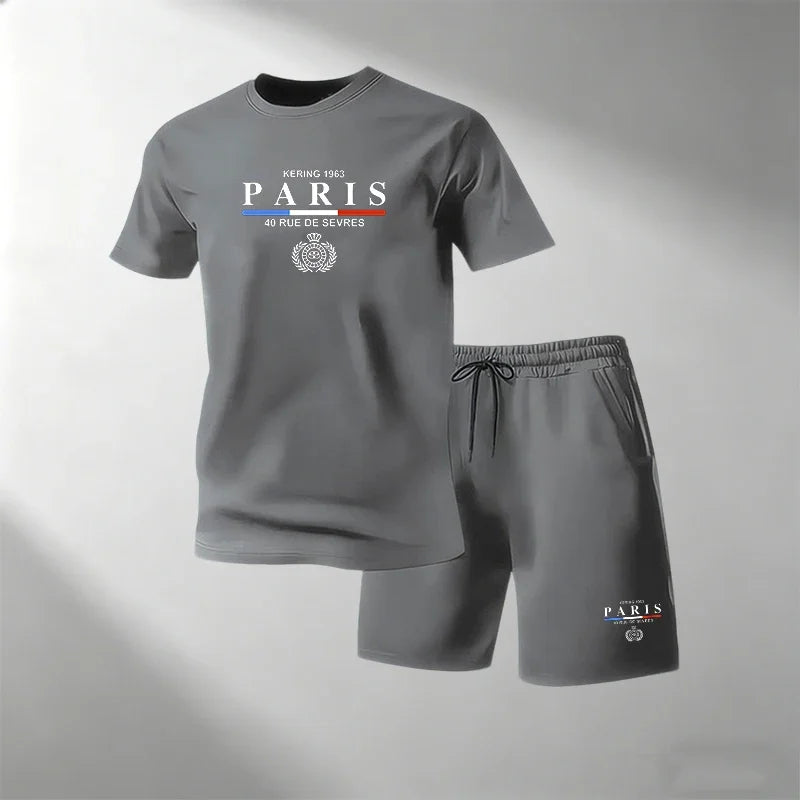 Hot Sale Men's Breathable T-Shirts Sets Round Neck Short Sleeve + Sports Shorts Quick Dry Casual Summer Home Outdoor 2 Piece