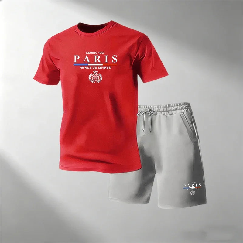 Hot Sale Men's Breathable T-Shirts Sets Round Neck Short Sleeve + Sports Shorts Quick Dry Casual Summer Home Outdoor 2 Piece