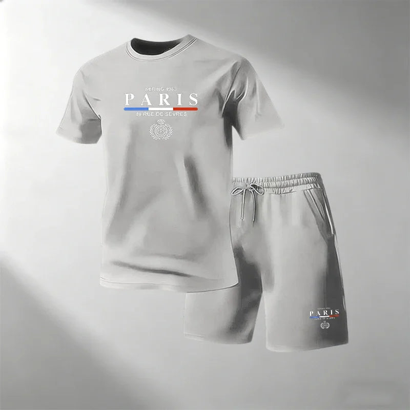 Hot Sale Men's Breathable T-Shirts Sets Round Neck Short Sleeve + Sports Shorts Quick Dry Casual Summer Home Outdoor 2 Piece