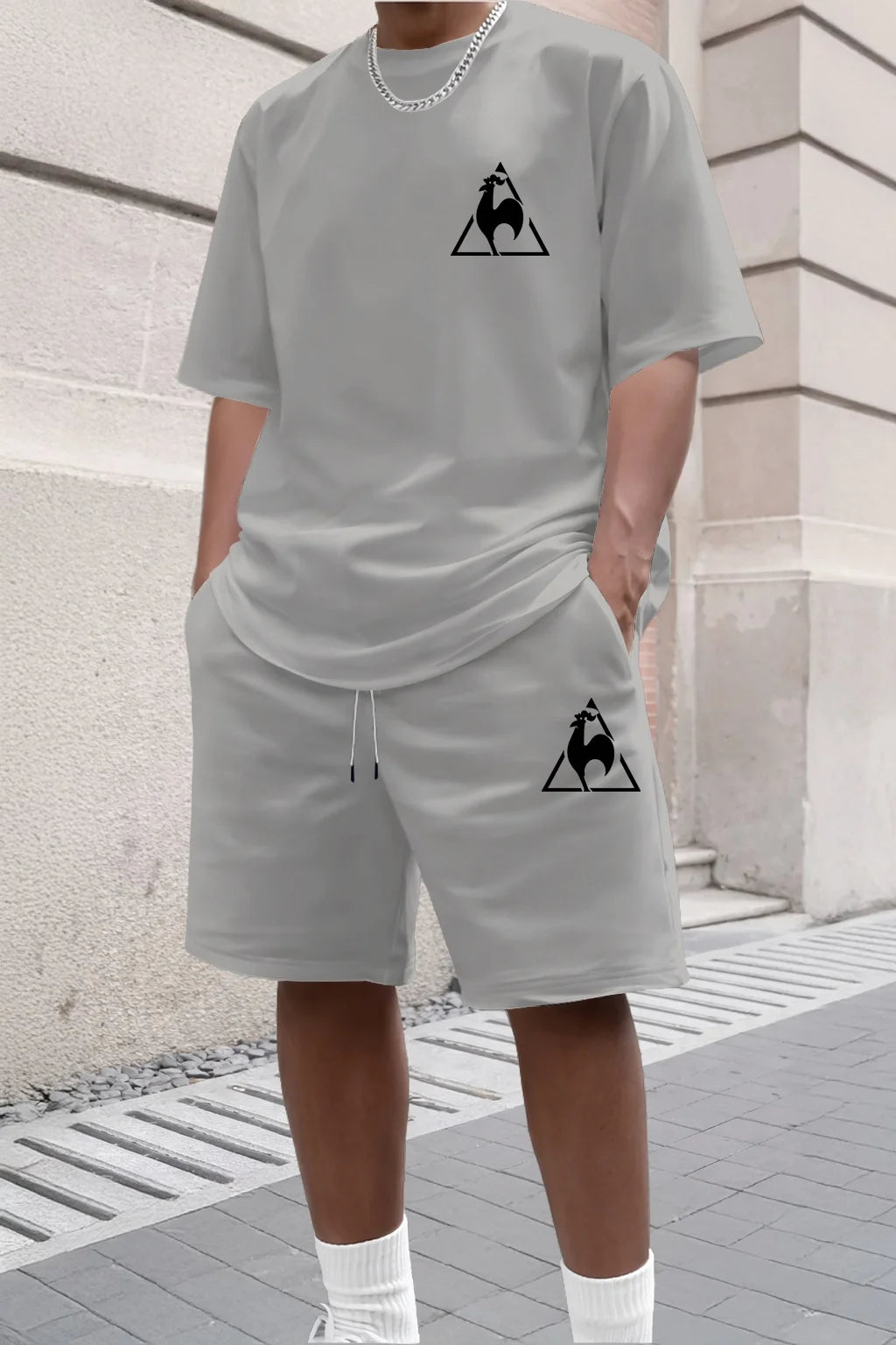 Summer Fashion Trendy Casual Sports Two Piece Set Youth Men's Short sleeved T-shirt+Shorts Set