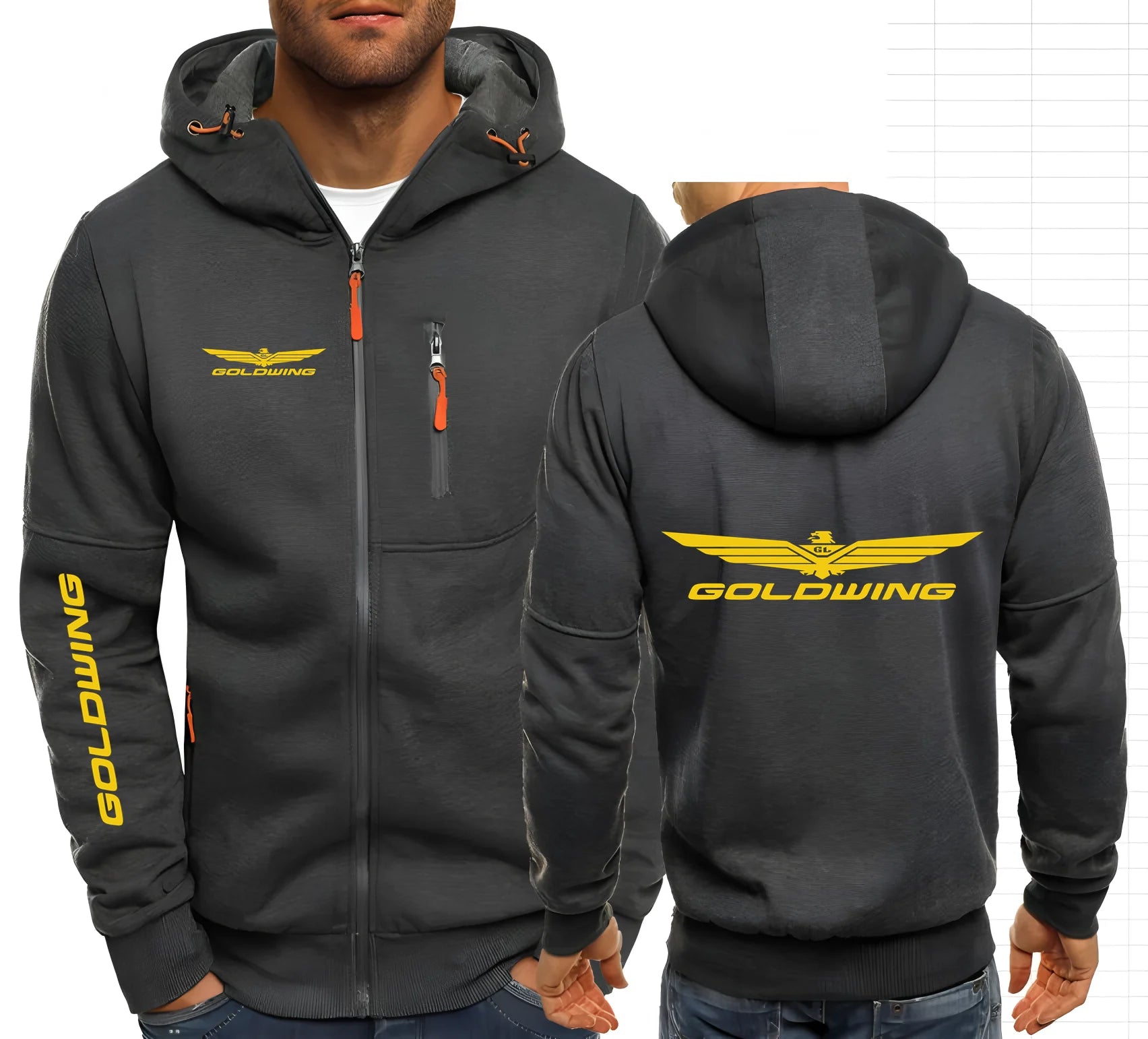 Golden Wing 1500 1800 Motorcycle Men's Hoodies Sweatshirt Zipper Hooded Sweatshirt Men Clothing Sportswear Casual Jacket S-4XL