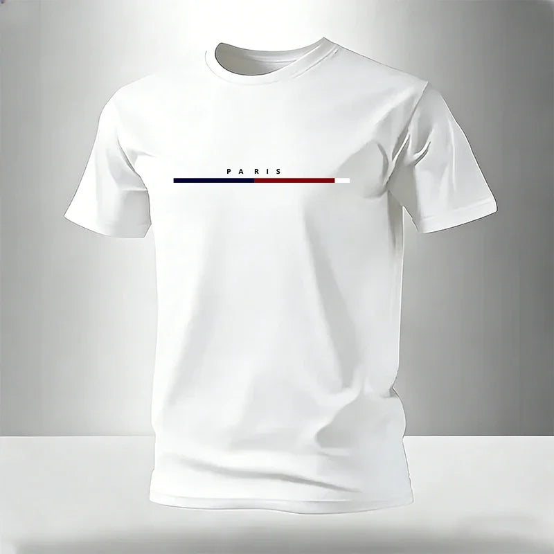 Men's Set T-shirt and Sweatpants Paris Print Summer Short Sleeve Tracksuit Male Home Outdoor Comfort Casual Tees Outfit S-3XL