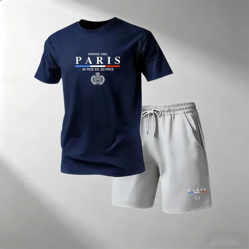 Hot Sale Men's Breathable T-Shirts Sets Round Neck Short Sleeve + Sports Shorts Quick Dry Casual Summer Home Outdoor 2 Piece
