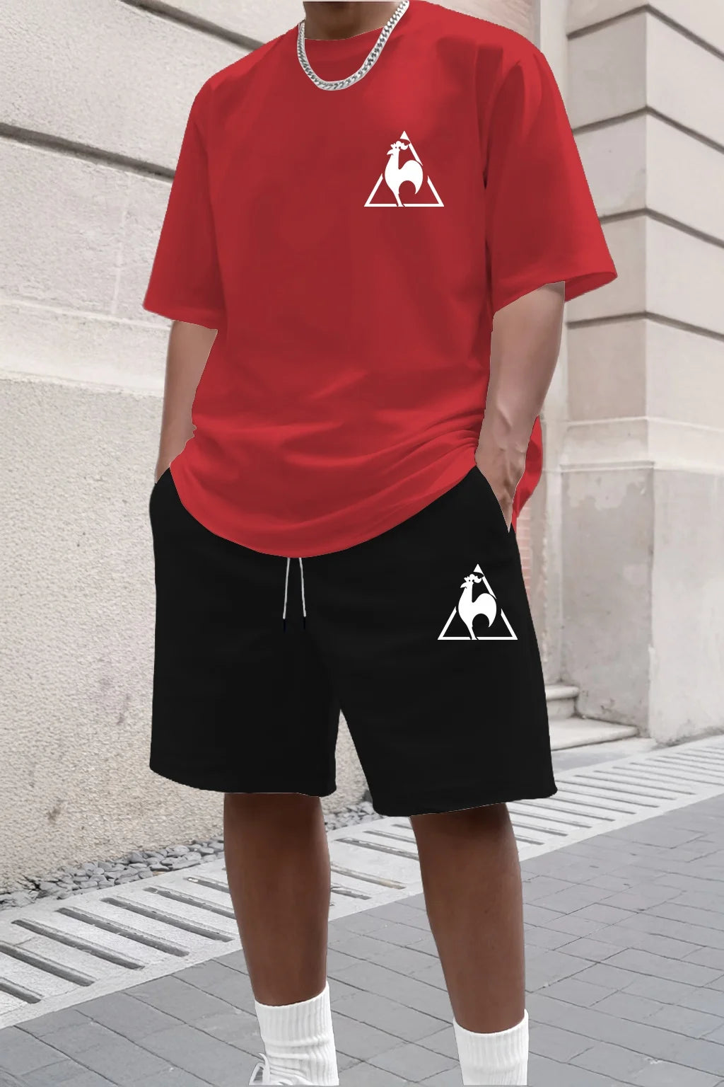 Summer Fashion Trendy Casual Sports Two Piece Set Youth Men's Short sleeved T-shirt+Shorts Set