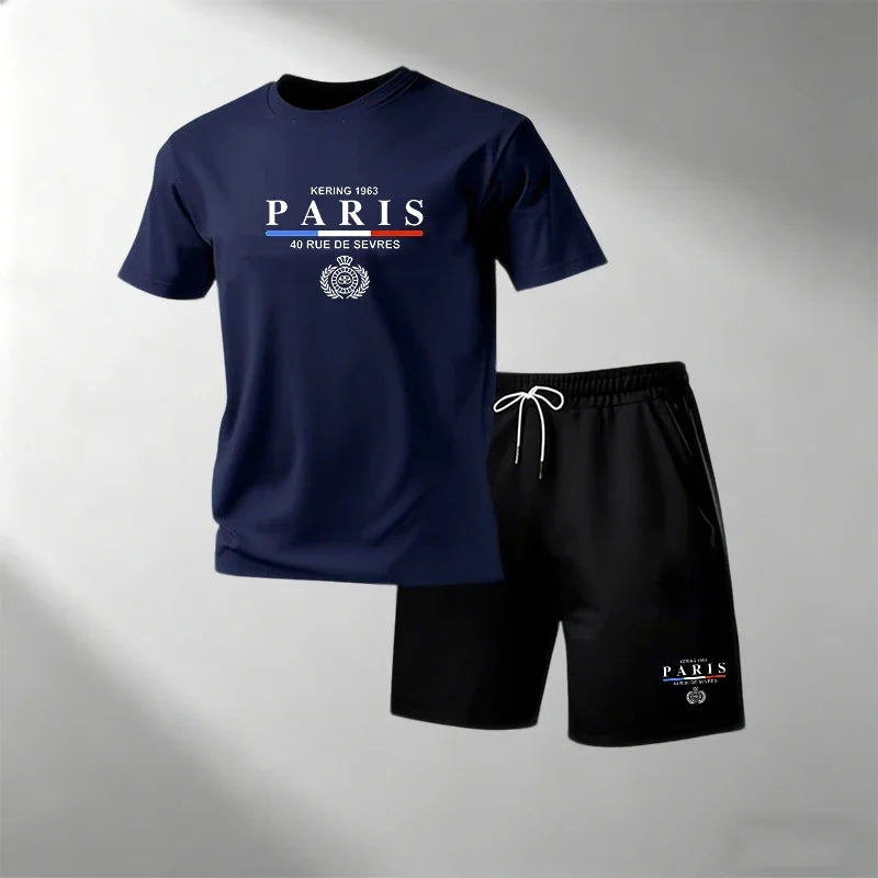 Hot Sale Men's Breathable T-Shirts Sets Round Neck Short Sleeve + Sports Shorts Quick Dry Casual Summer Home Outdoor 2 Piece
