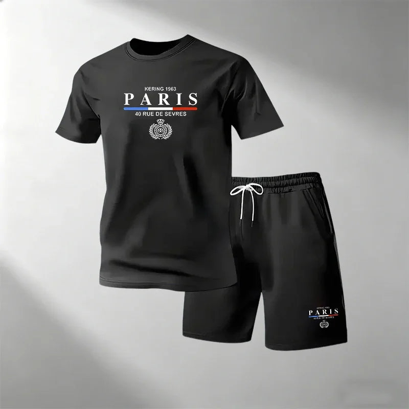 Hot Sale Men's Breathable T-Shirts Sets Round Neck Short Sleeve + Sports Shorts Quick Dry Casual Summer Home Outdoor 2 Piece