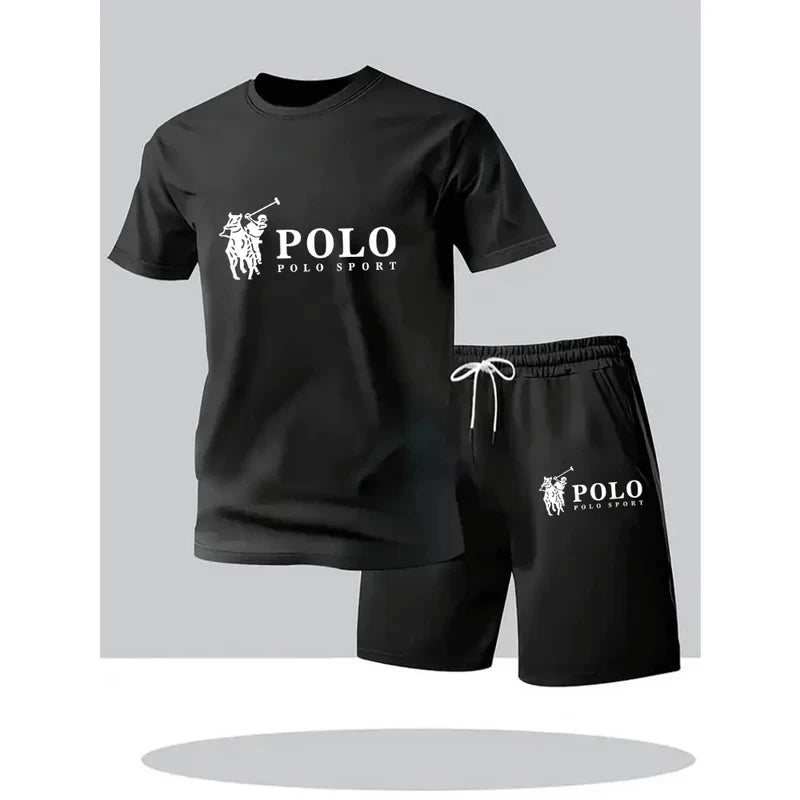 2026 Summer  Men's Set Urban Casual Fashion T-shirt and Shorts High Quality Crew Neck Short Sleeve Outfits Male Daily Sportswear