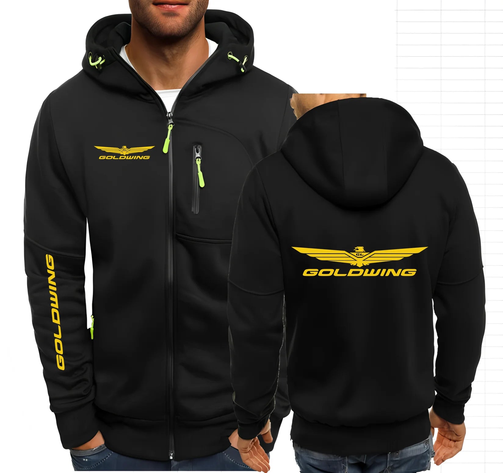 Golden Wing 1500 1800 Motorcycle Men's Hoodies Sweatshirt Zipper Hooded Sweatshirt Men Clothing Sportswear Casual Jacket S-4XL