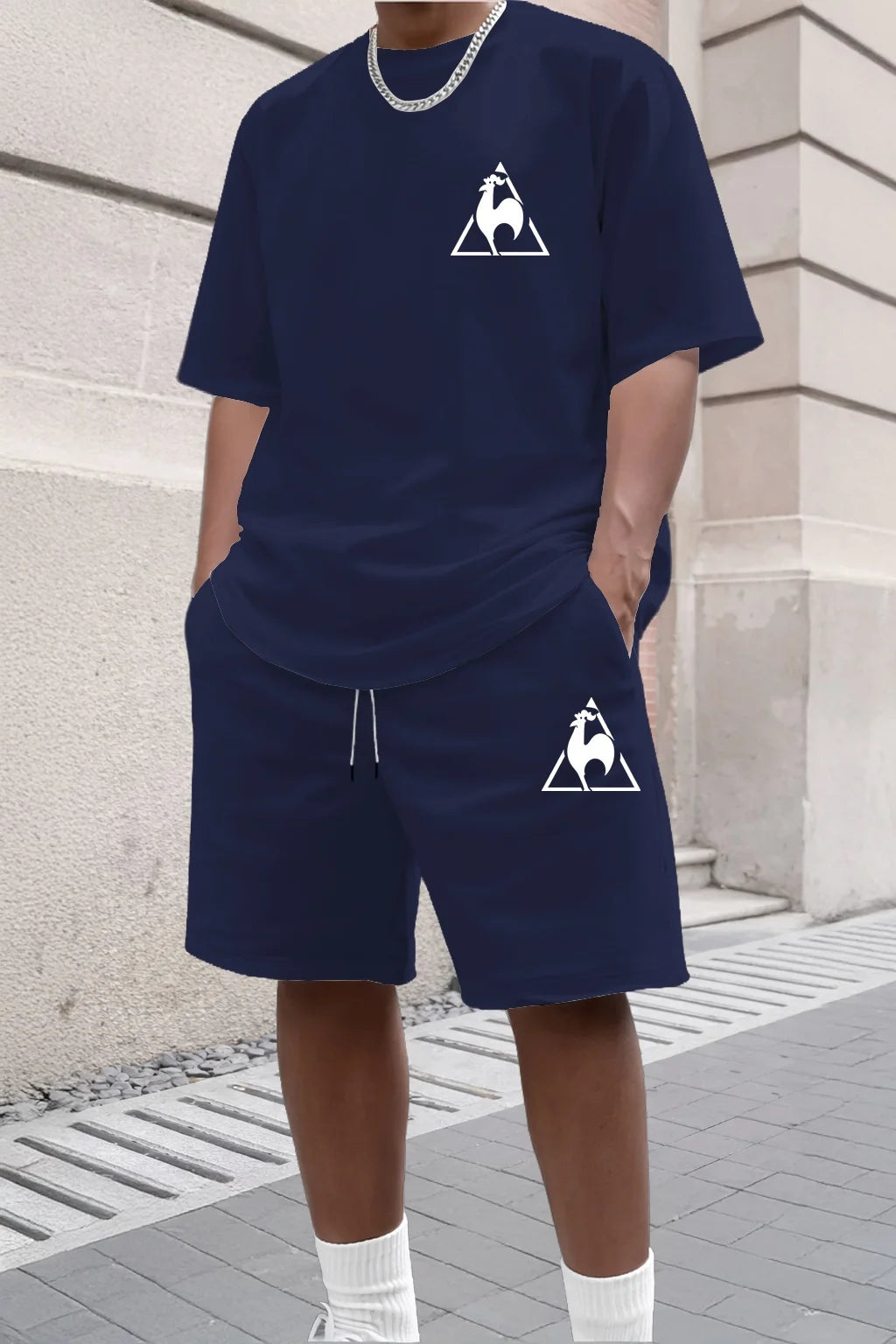 Summer Fashion Trendy Casual Sports Two Piece Set Youth Men's Short sleeved T-shirt+Shorts Set