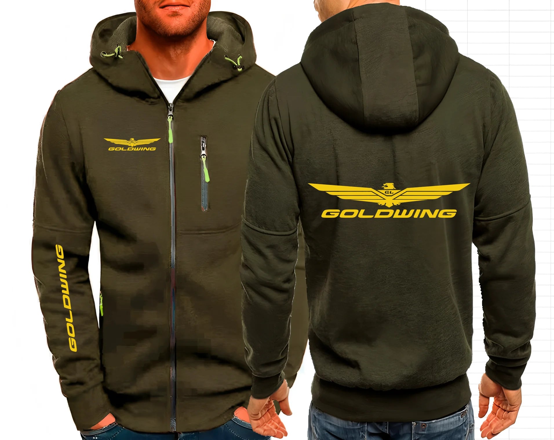 Golden Wing 1500 1800 Motorcycle Men's Hoodies Sweatshirt Zipper Hooded Sweatshirt Men Clothing Sportswear Casual Jacket S-4XL