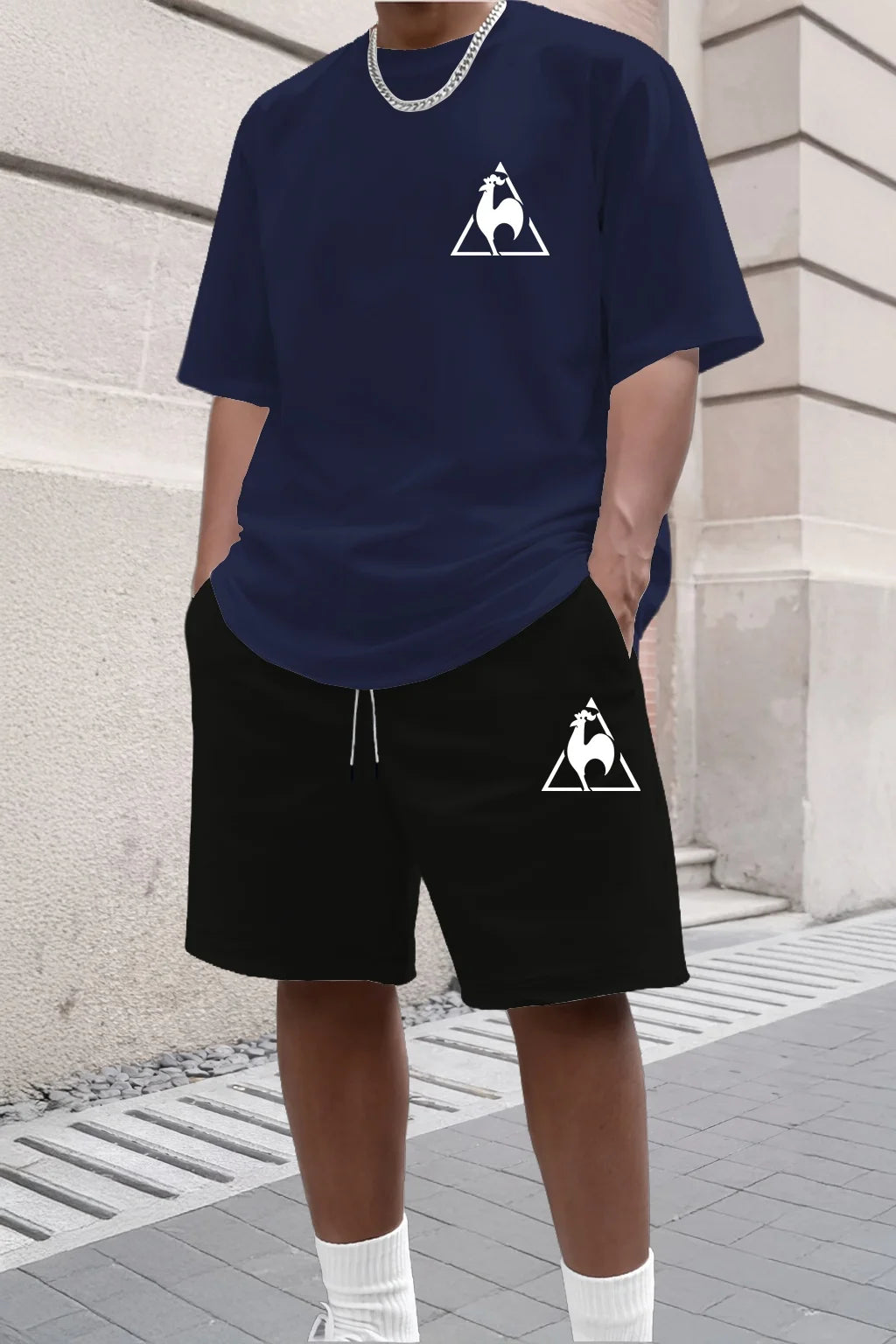 Summer Fashion Trendy Casual Sports Two Piece Set Youth Men's Short sleeved T-shirt+Shorts Set