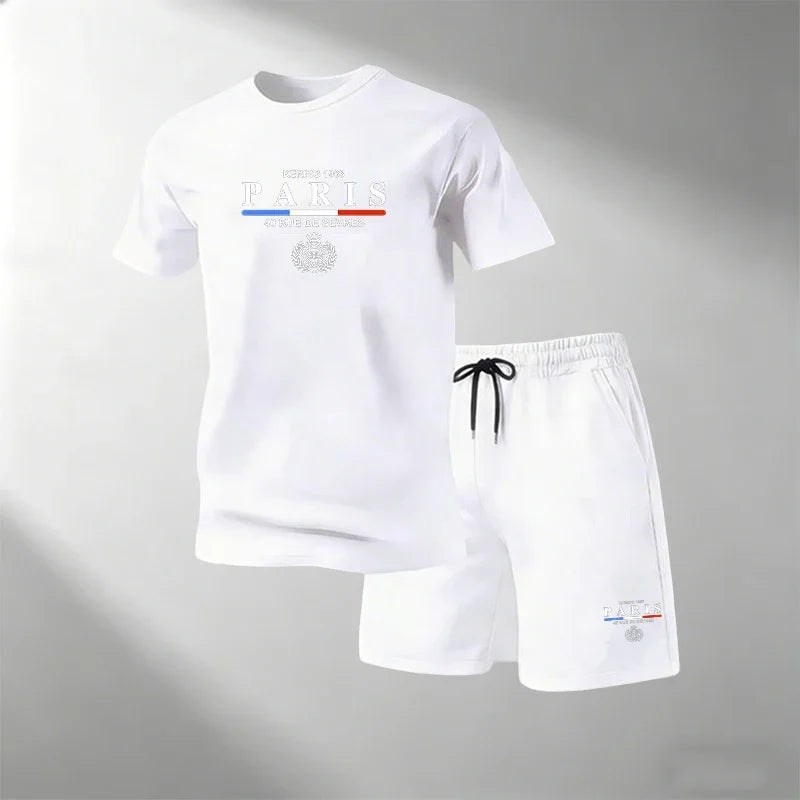 Hot Sale Men's Breathable T-Shirts Sets Round Neck Short Sleeve + Sports Shorts Quick Dry Casual Summer Home Outdoor 2 Piece