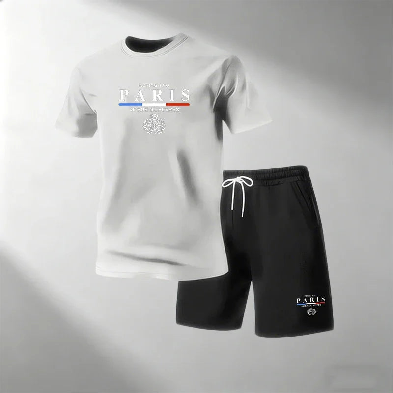 Hot Sale Men's Breathable T-Shirts Sets Round Neck Short Sleeve + Sports Shorts Quick Dry Casual Summer Home Outdoor 2 Piece