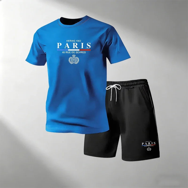 Hot Sale Men's Breathable T-Shirts Sets Round Neck Short Sleeve + Sports Shorts Quick Dry Casual Summer Home Outdoor 2 Piece