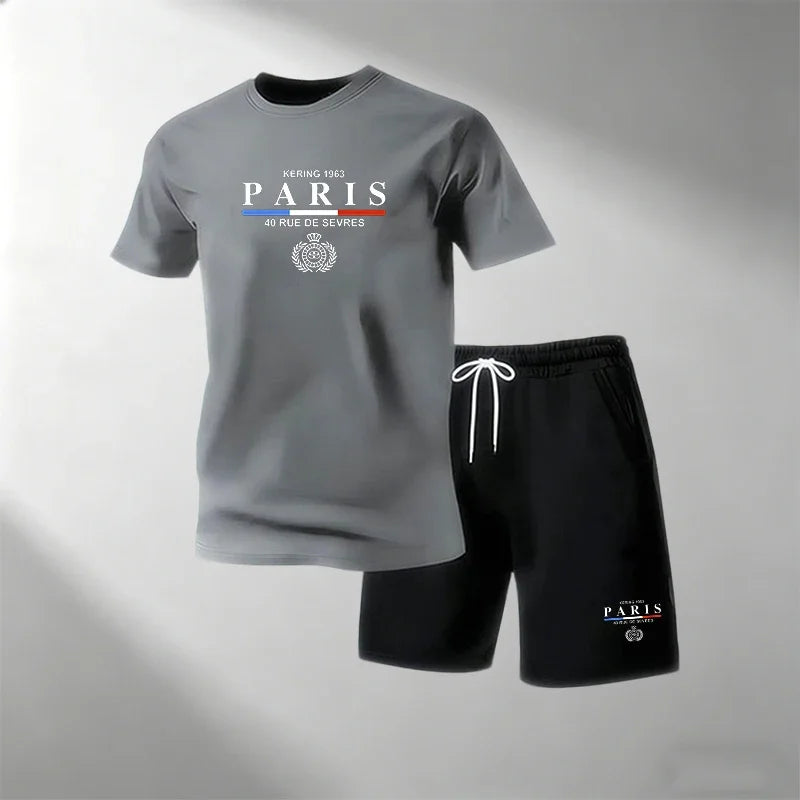 Hot Sale Men's Breathable T-Shirts Sets Round Neck Short Sleeve + Sports Shorts Quick Dry Casual Summer Home Outdoor 2 Piece